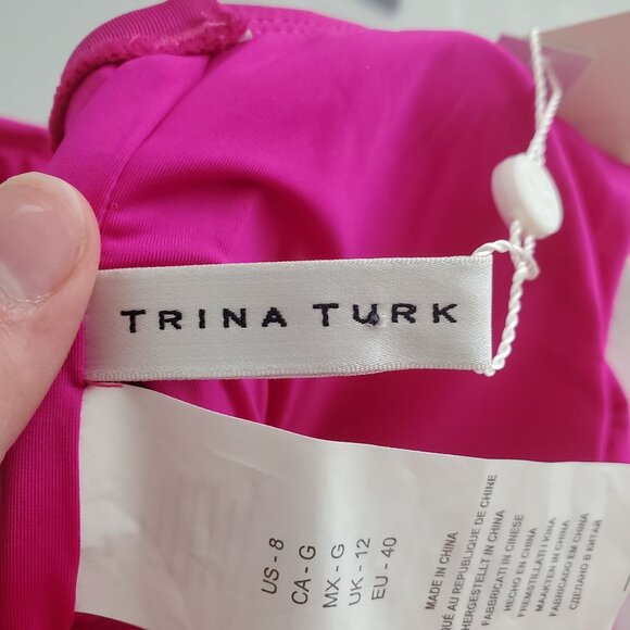 TRINA TURK Womens Getaway Solids One Shoulder One Piece Swimsuit Size8 Berry NWT - Picture 4 of 11
